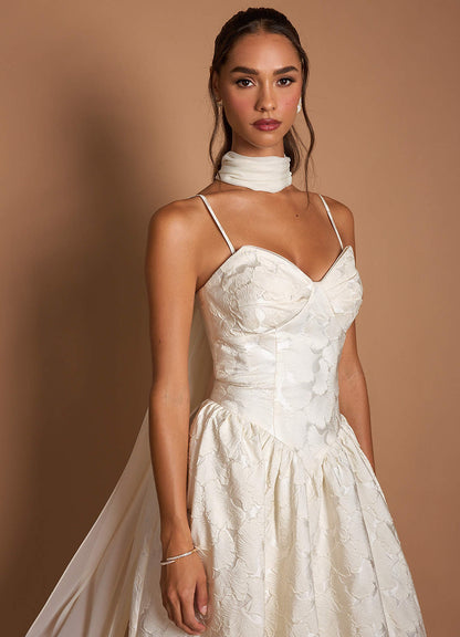 Astra French White Midi Dress  Dress
