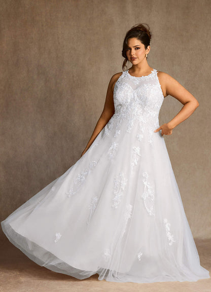 Diamond White A-Line Sweetheart Lace Tulle Dress