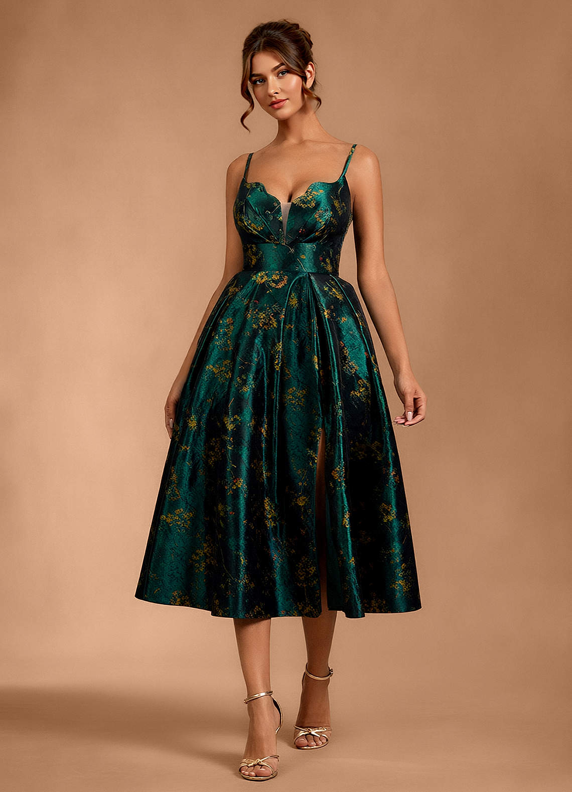 Maelie Deep Green Midi Dress  Dress
