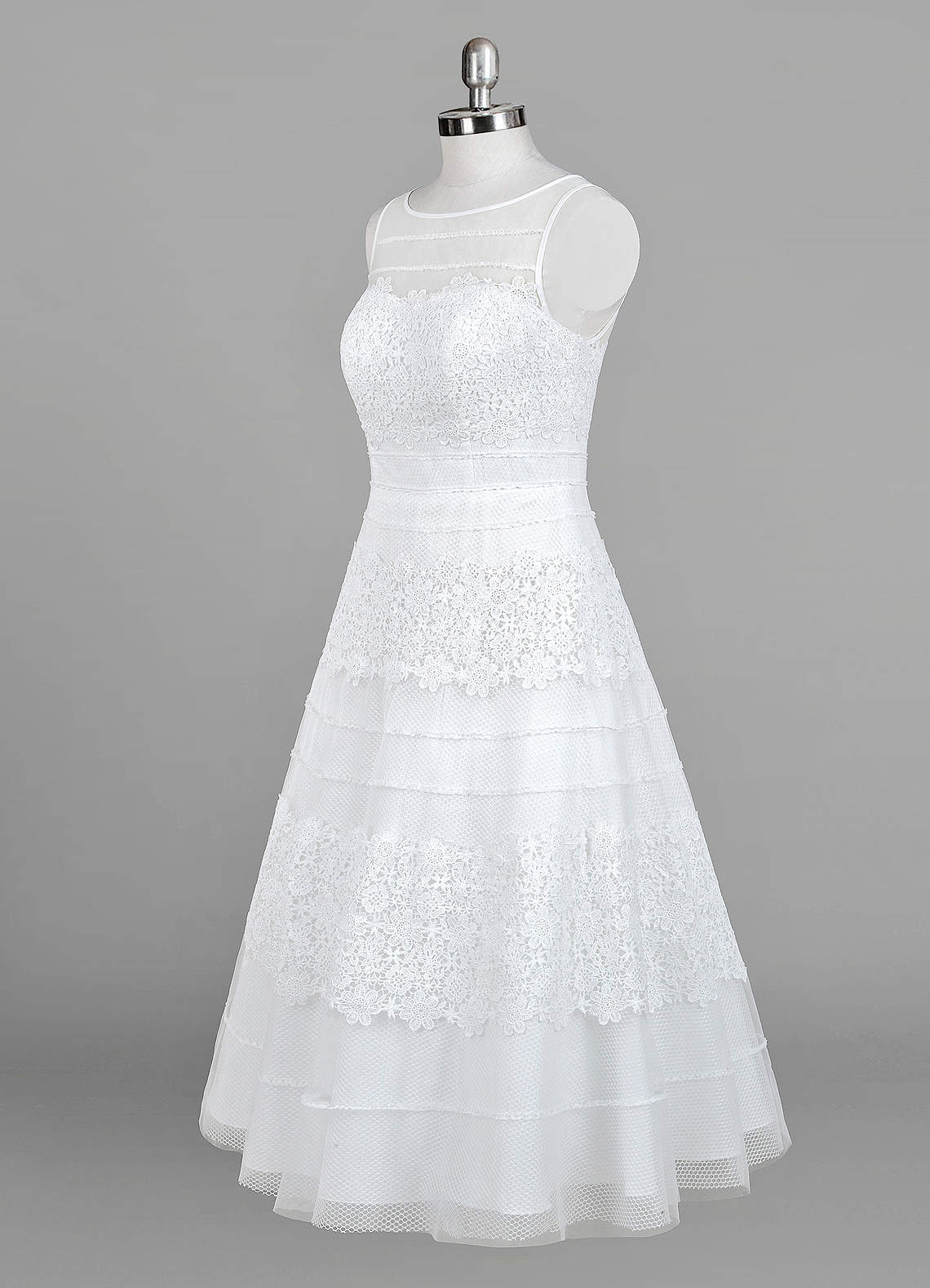 Diamond White A-Line Sweetheart Lace Tulle Dress