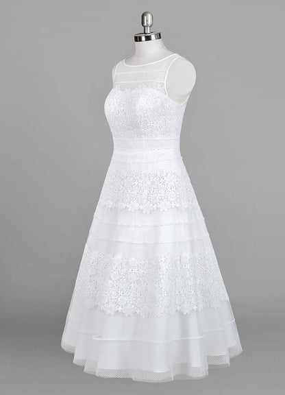 Diamond White A-Line Sweetheart Lace Tulle Dress