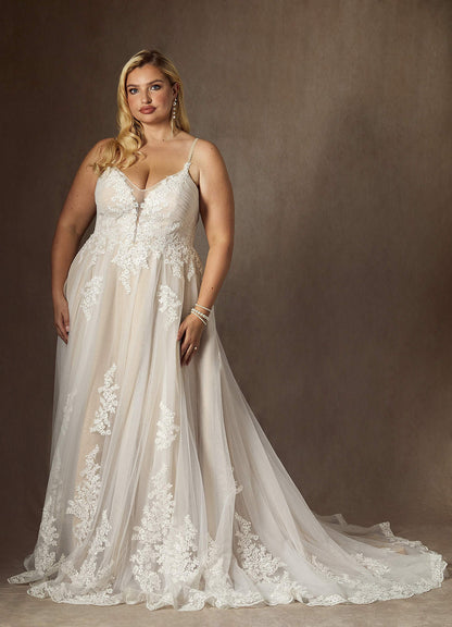 Diamond White Champagne A-Line Sequins Tulle Dress