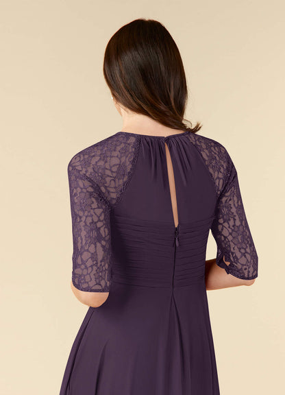 Plum A-Line Lace Dress