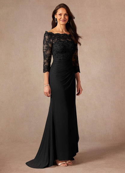Black Mermaid Off the Shoulder Mesh Dress