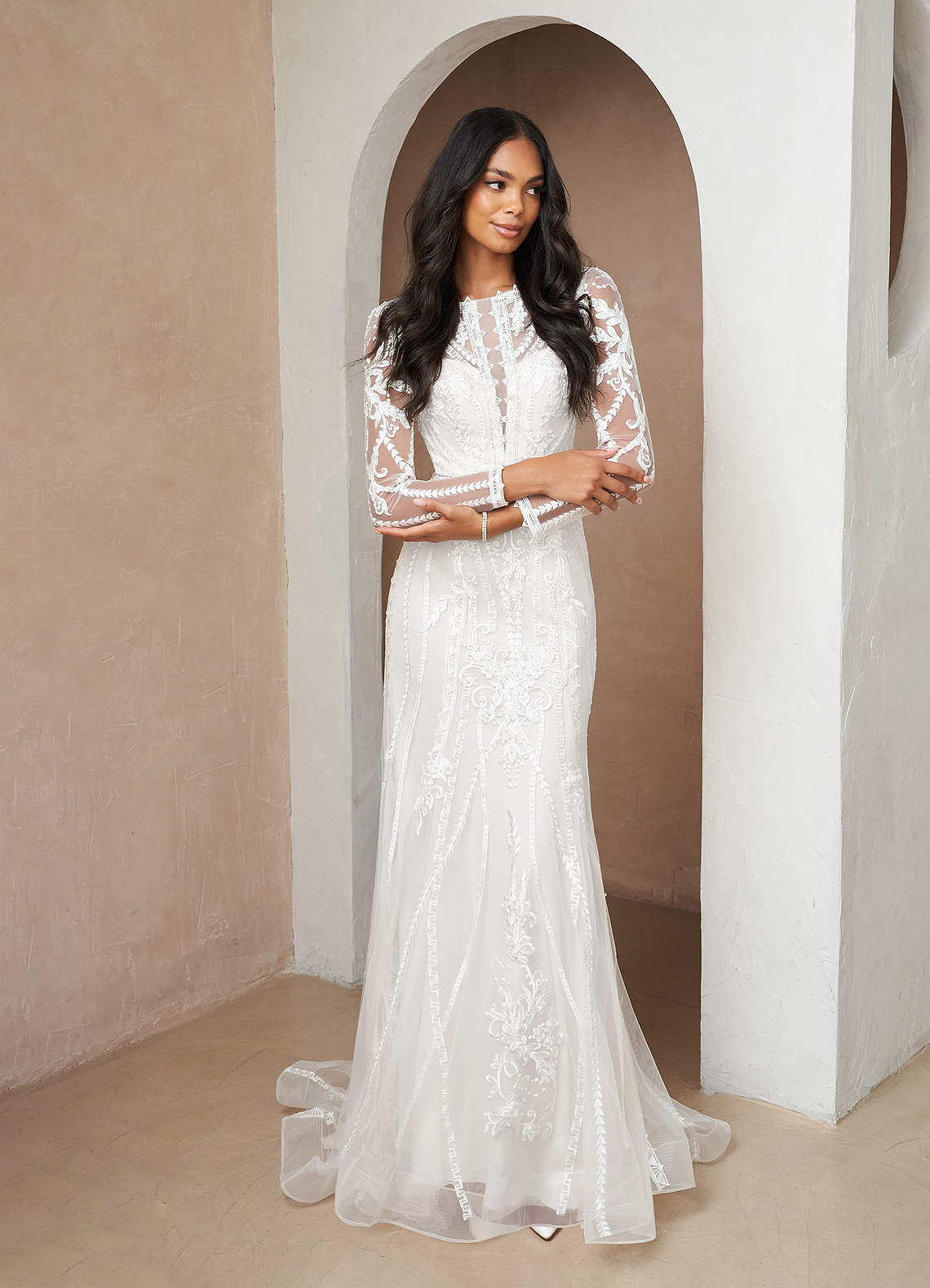 Diamond White Mermaid Scoop Tulle Dress