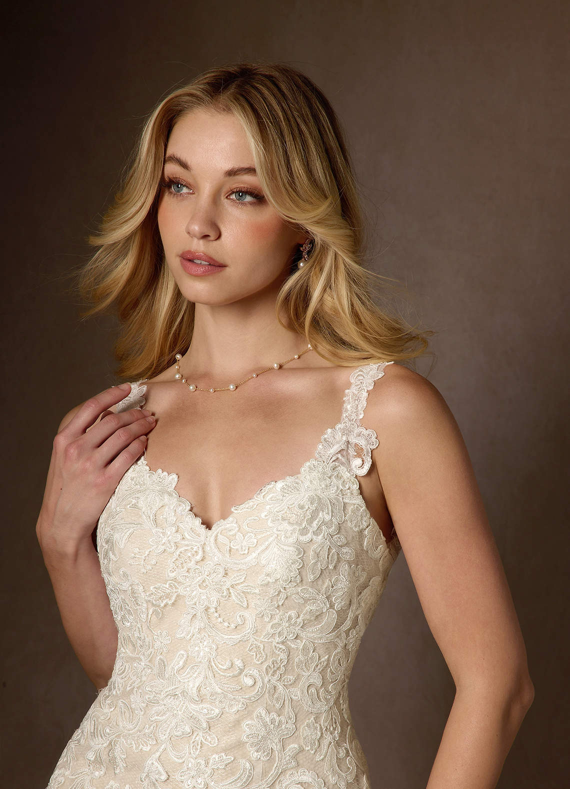Diamond White Champagne Mermaid Sequins Tulle Dress