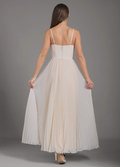 Anita Cream Pleated Maxi Dress  Dress