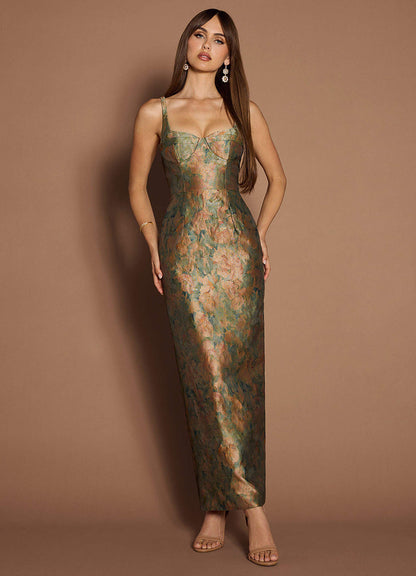 Christy Vintage Teal Maxi Dress