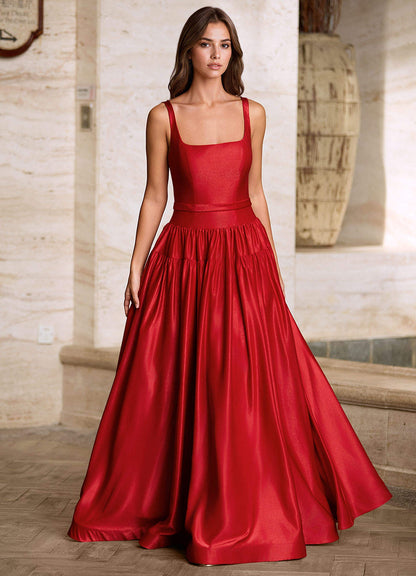 Arora Red Square Neckline Prom Dress