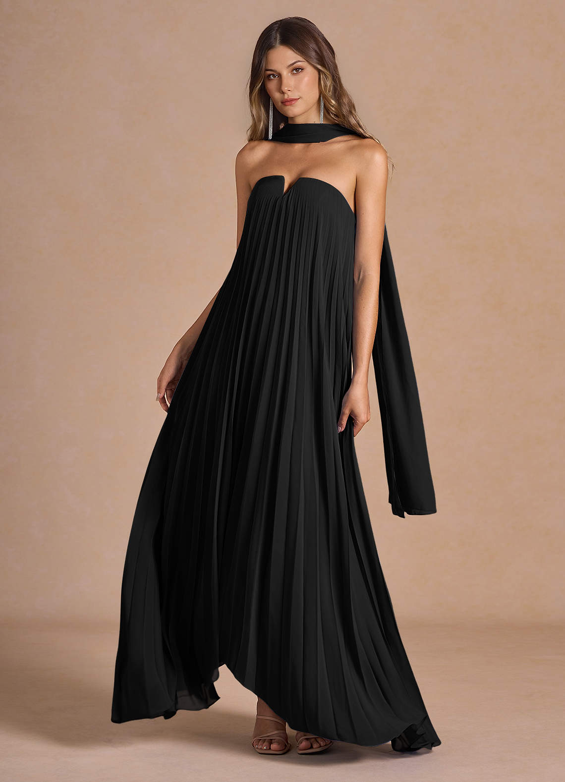 Nahla Black Allover Pleated Maxi Dress  Dress