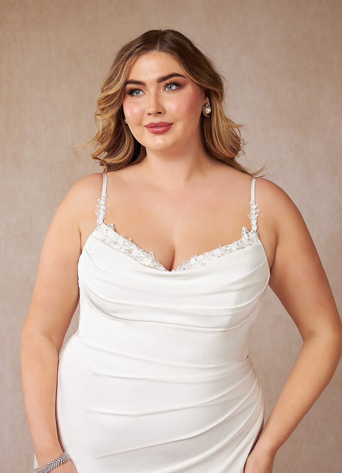 Diamond White Mermaid Sweetheart Sequins Crepe Back Satin Dress