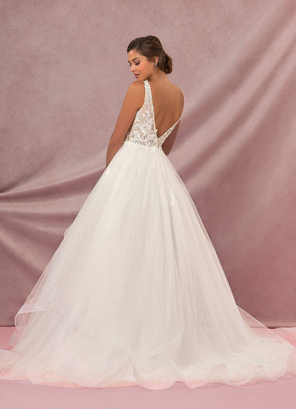 Diamond White Champagne Ball-Gown Sequins Tulle Dress