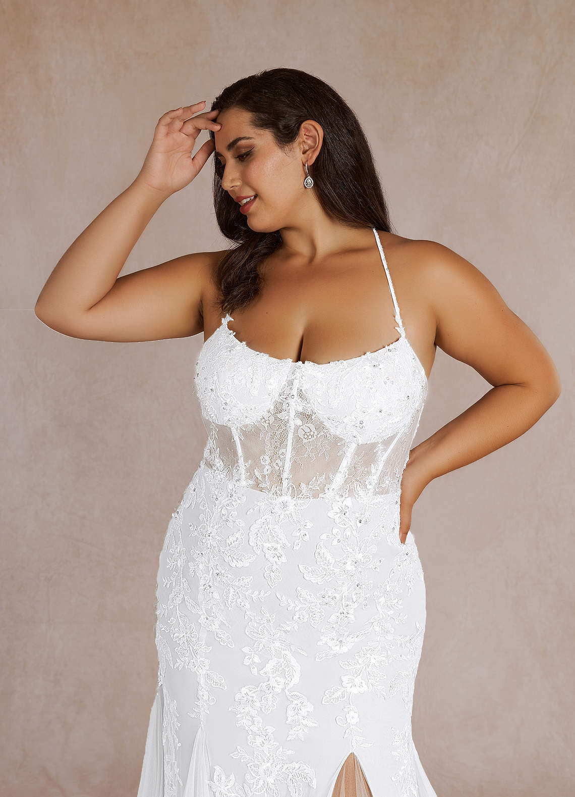 Diamond White Mermaid Sequins Tulle Dress