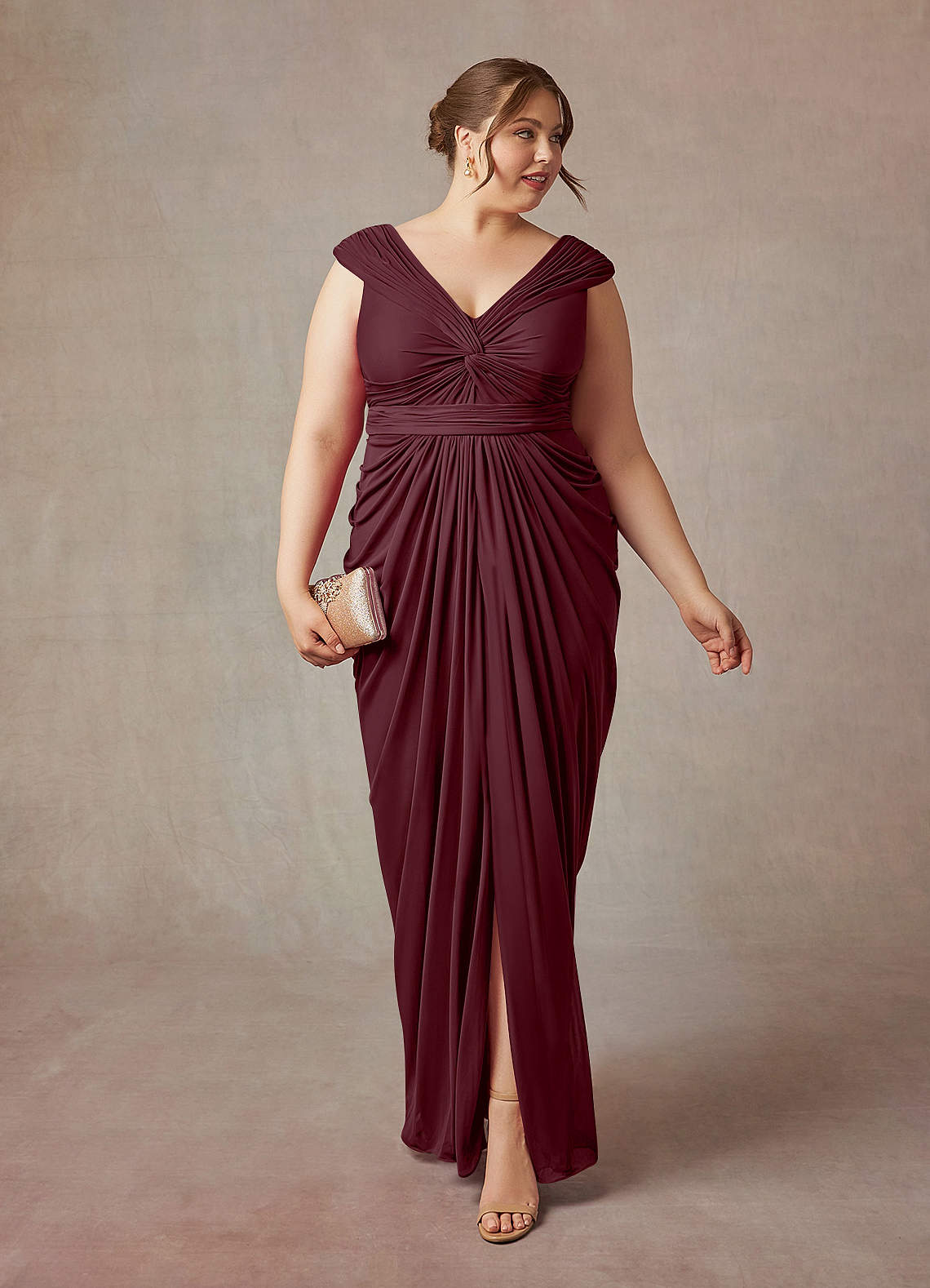 Cabernet Sheath Pleated Mesh Dress