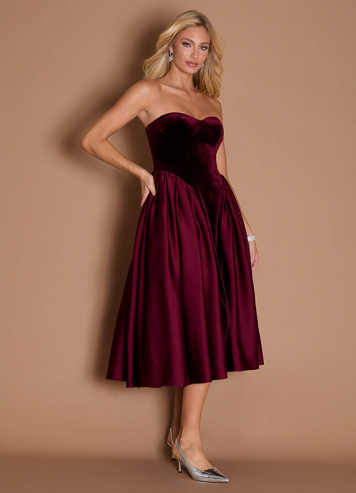 Marie Wine Midi Dress  Dress