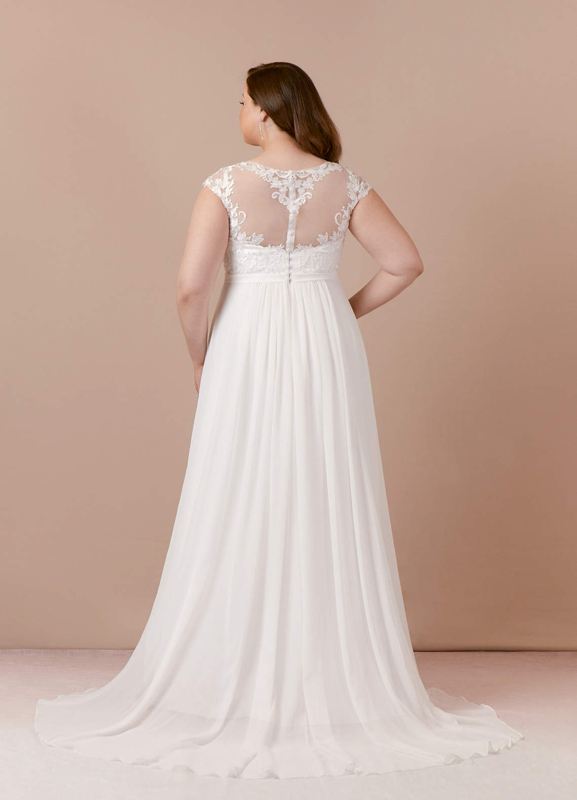 Diamond White A-Line Scoop Sequins Chiffon Dress