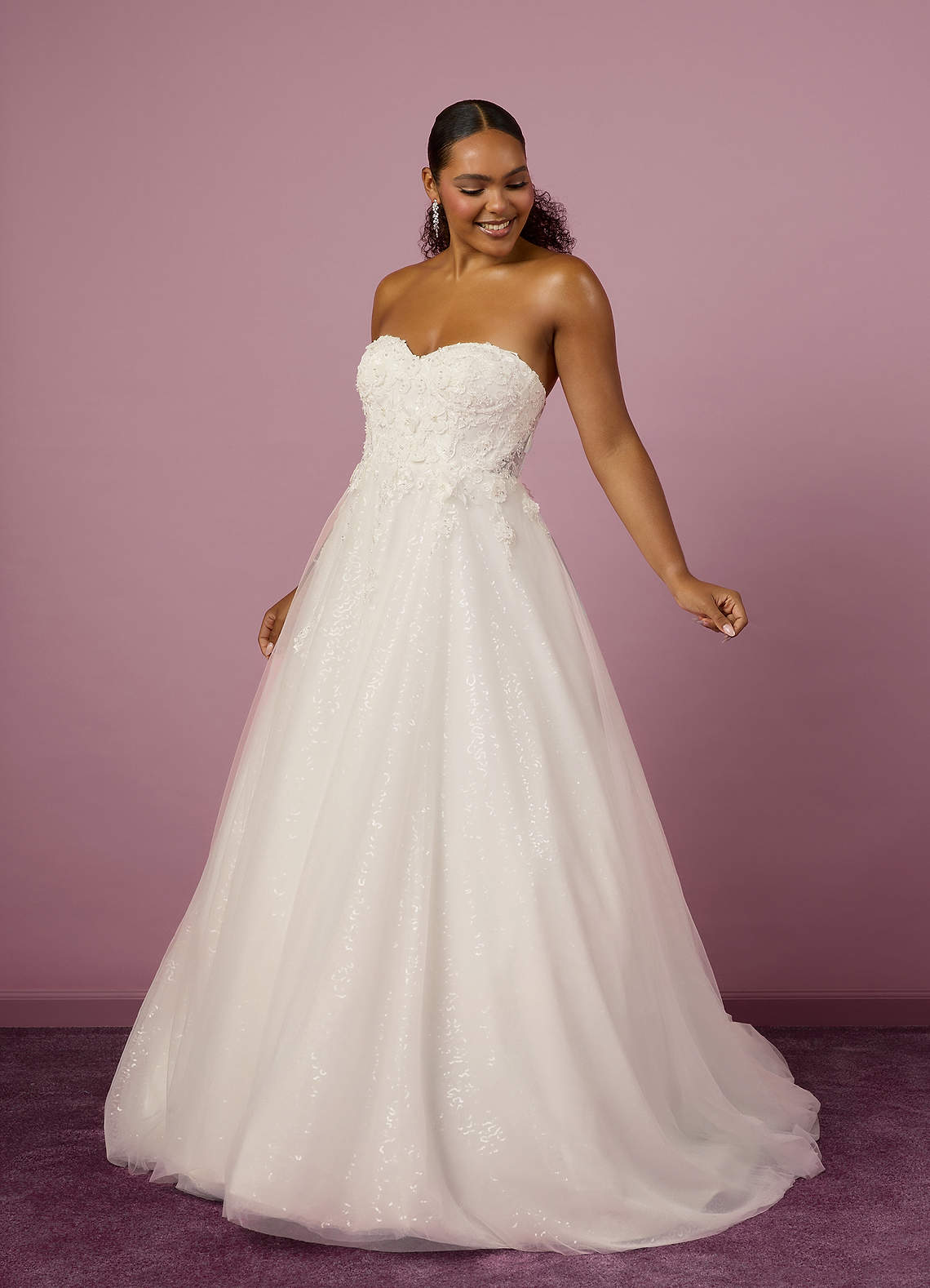 Diamond White Ball-Gown Lace Tulle Dress Diamond White