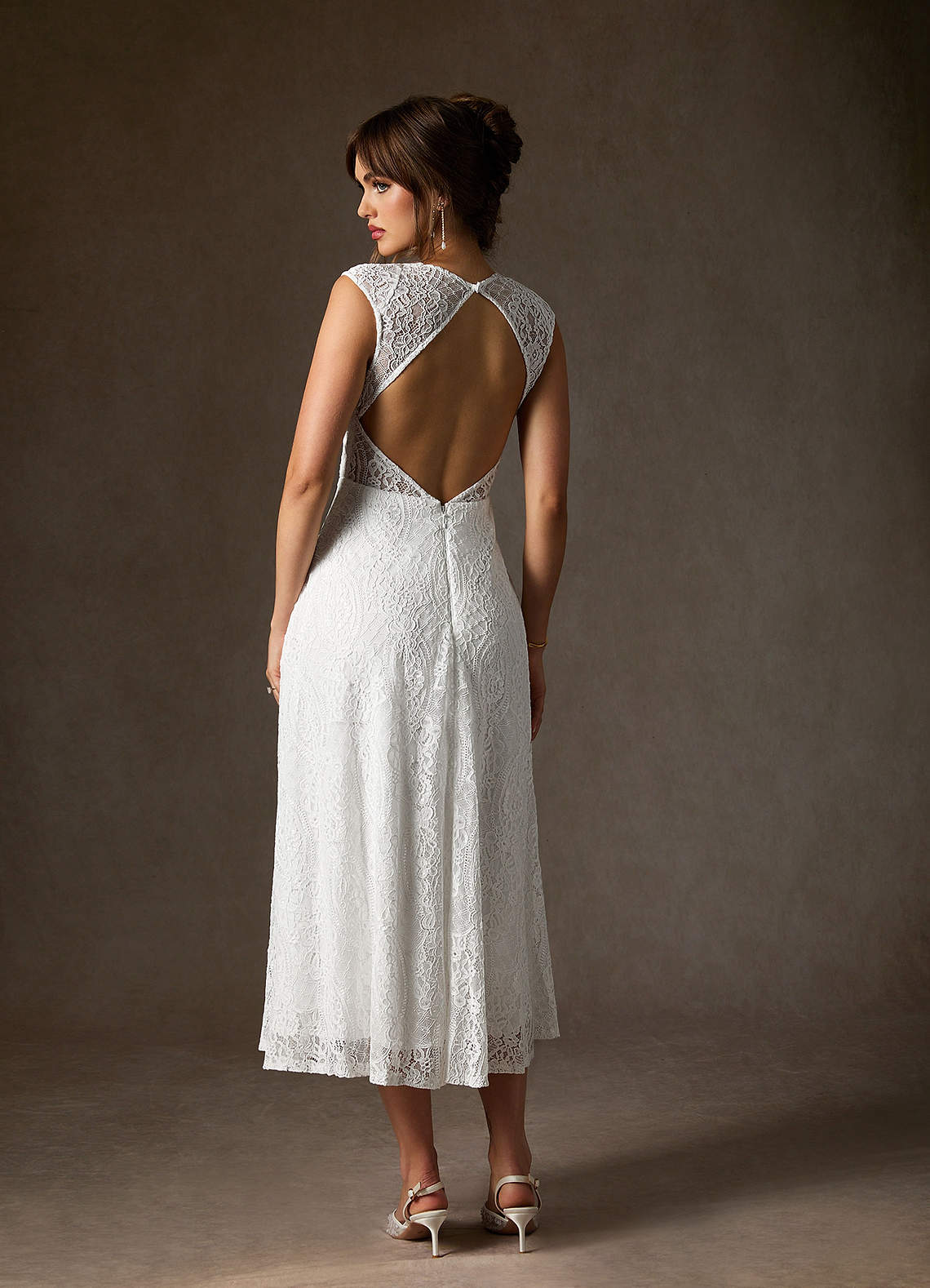 Diamond White A-Line Lace Dress