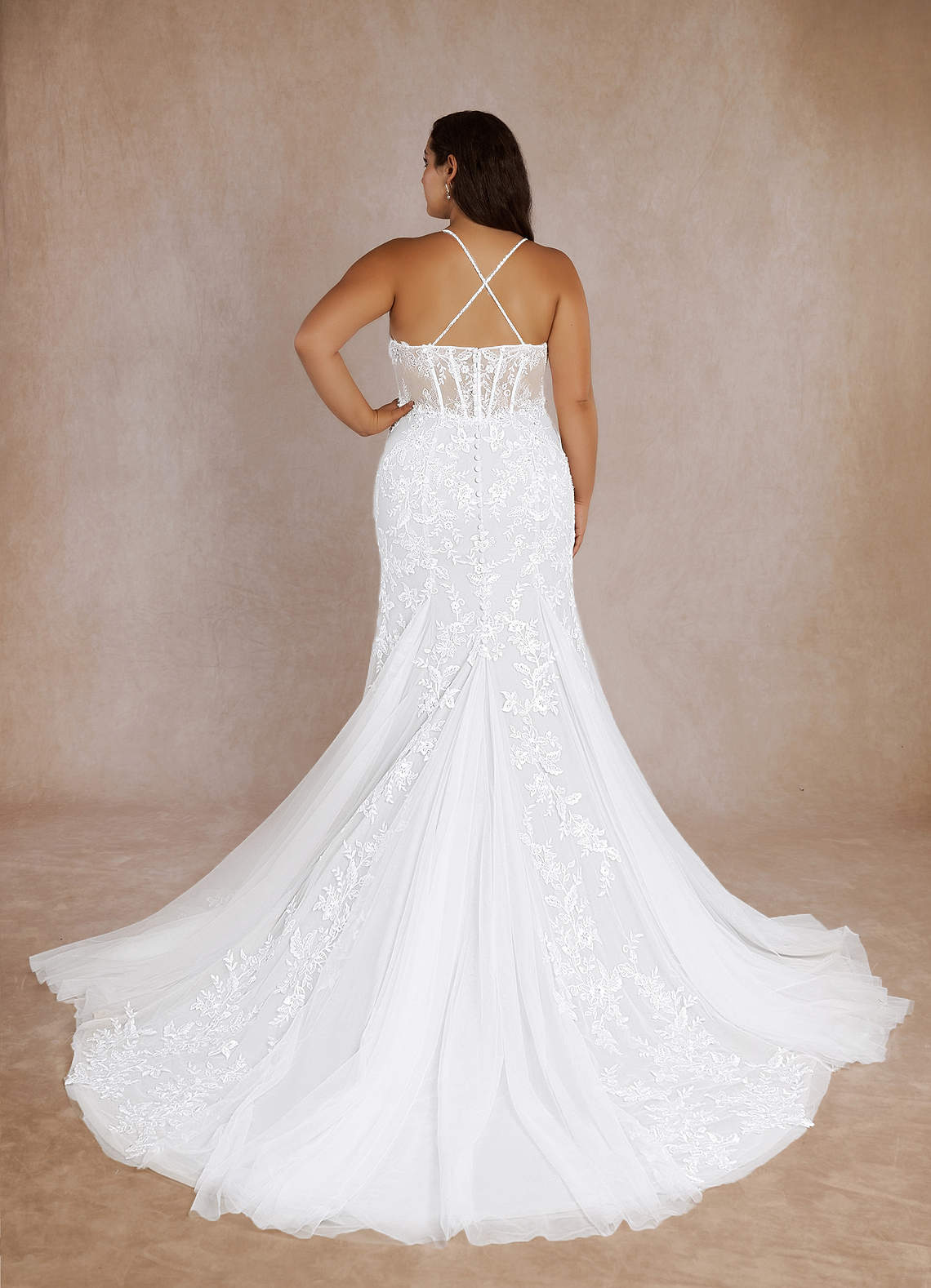 Diamond White Mermaid Sequins Tulle Dress