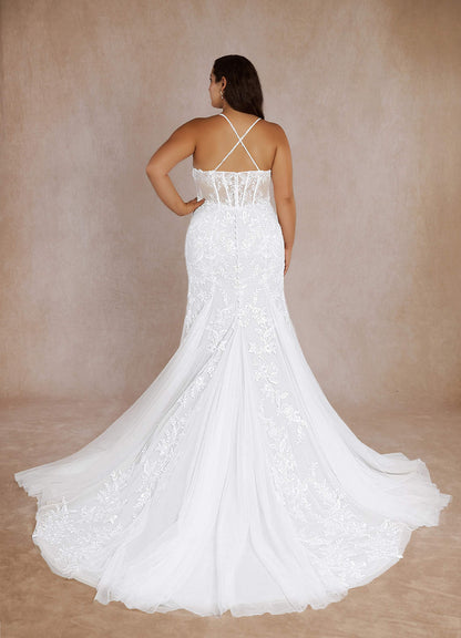 Diamond White Mermaid Sequins Tulle Dress