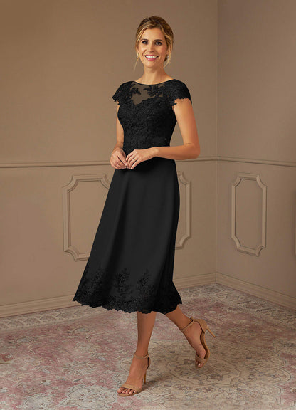 Black A-Line Scoop Lace Dress
