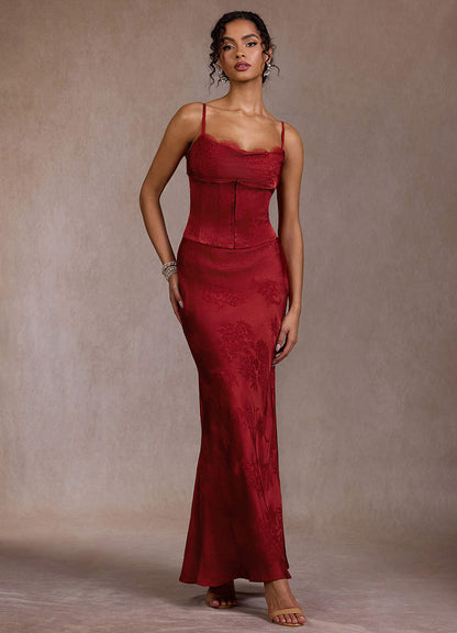 Fara Crimson Two Piece Dress
