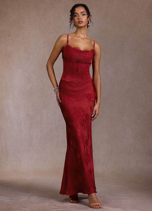Fara Crimson Two Piece Dress
