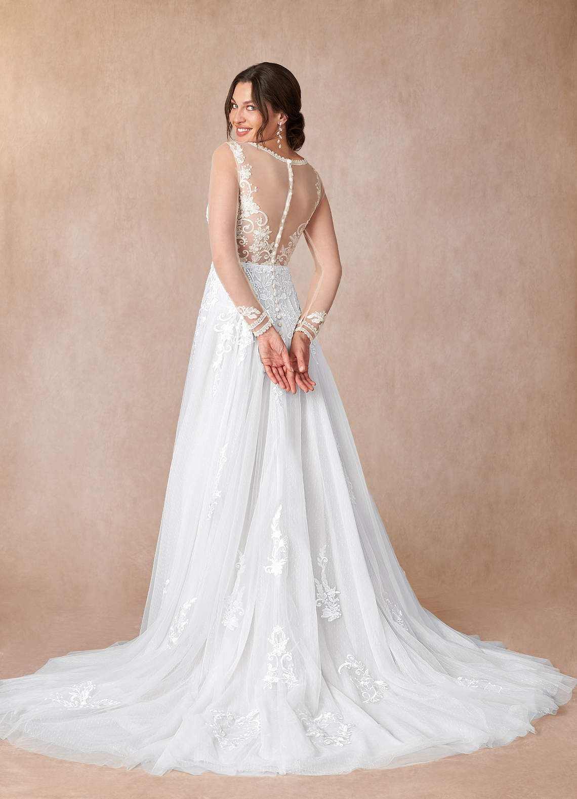 Diamond White A-Line Lace Tulle Dress