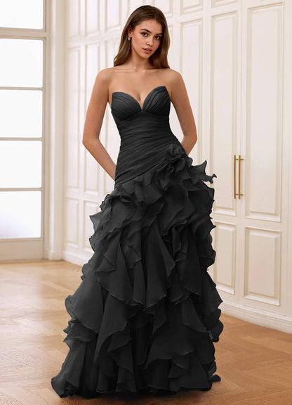 Christabelle Black Corset Rhinestone Sheer Lace Prom Dress