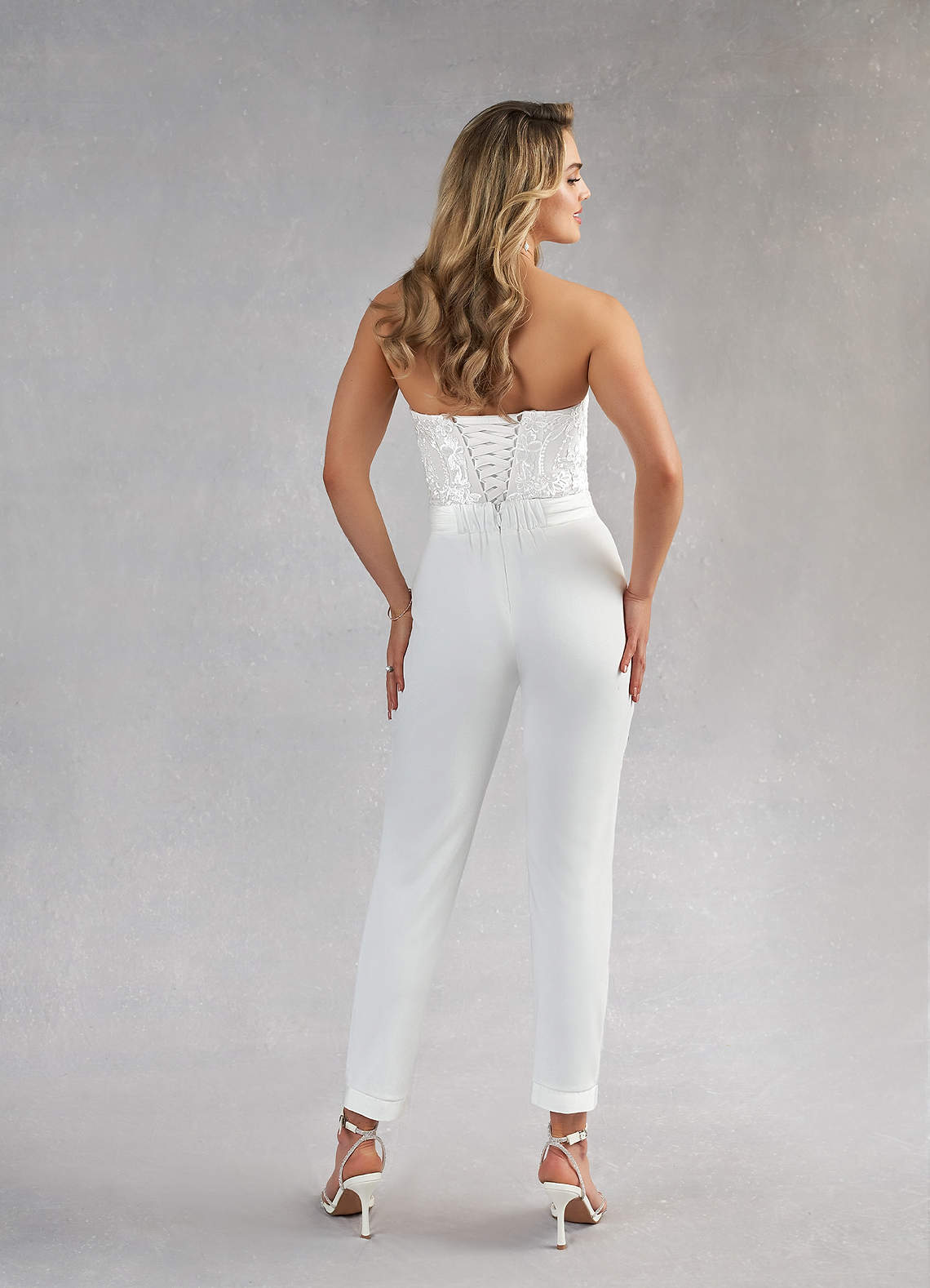 Diamond White Pant Styles Lace Stretch Crepe Dress