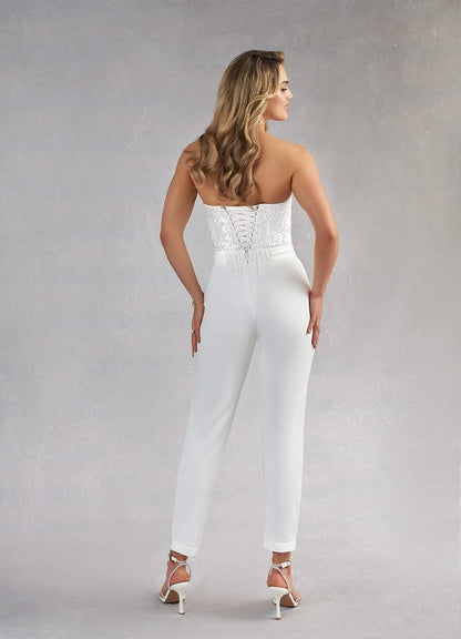 Diamond White Pant Styles Lace Stretch Crepe Dress