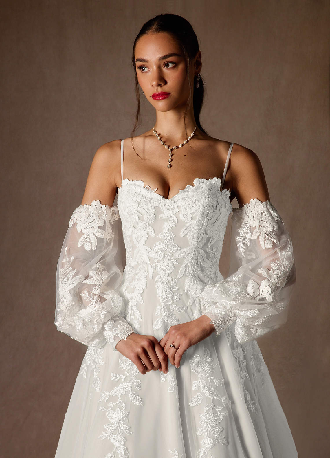 Diamond White Ball-Gown Strapless Lace Dress