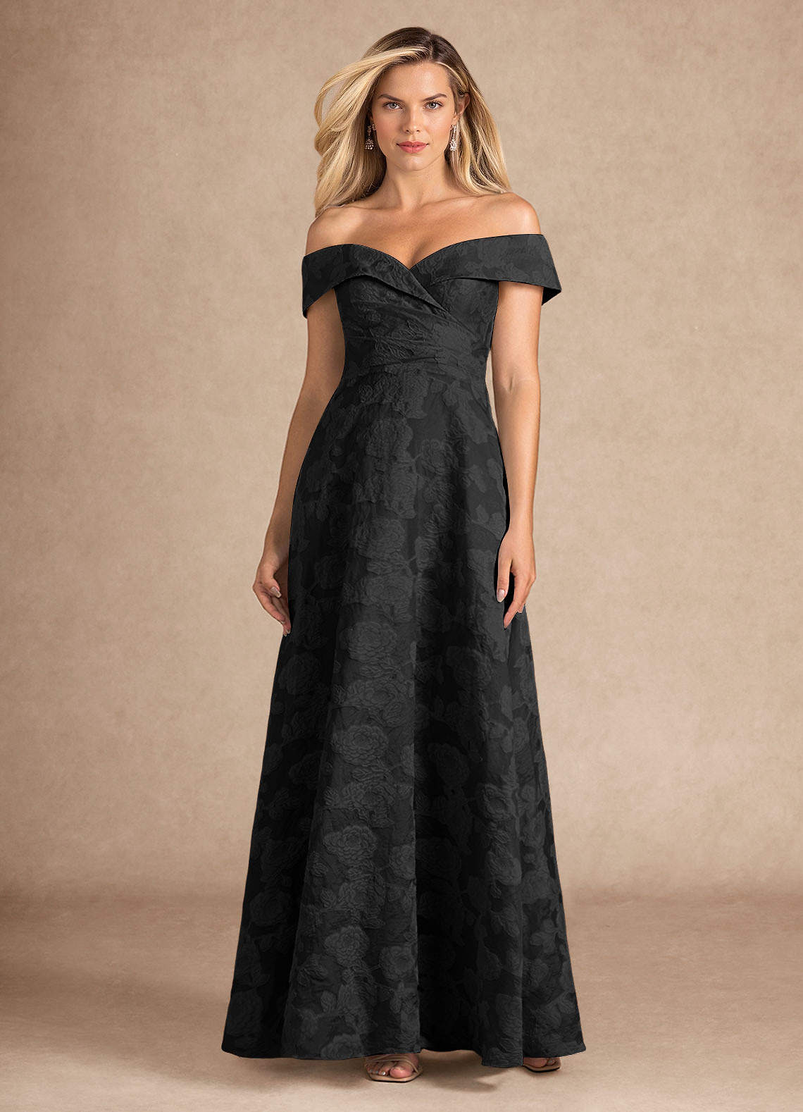 Black Jacquard A-Line Pleated Floral Burnout Dress