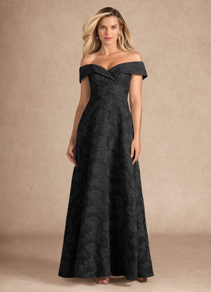 Black Jacquard A-Line Pleated Floral Burnout Dress