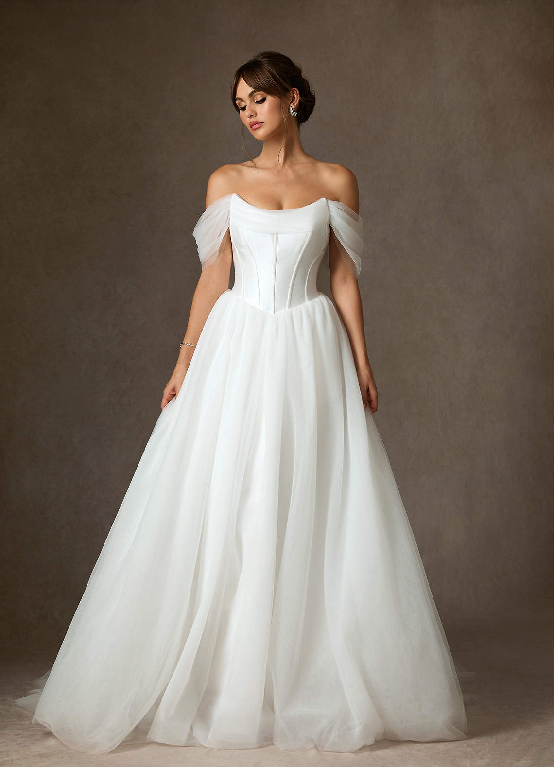 Diamond White Ball-Gown Tulle Dress