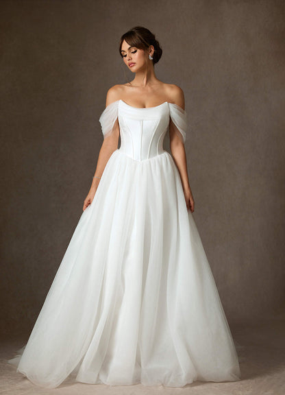 Diamond White Ball-Gown Tulle Dress