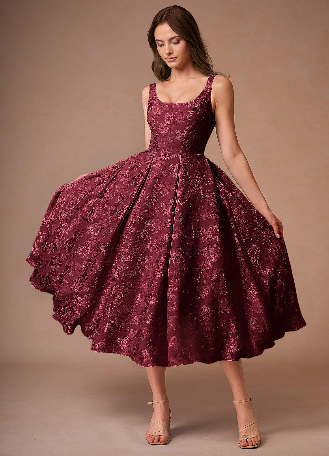 Briac Wine A-Line Midi Dress