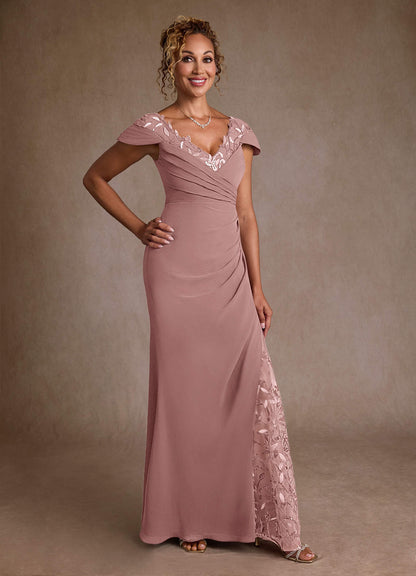 Dusty Rose Mermaid Sequins Chiffon Dress