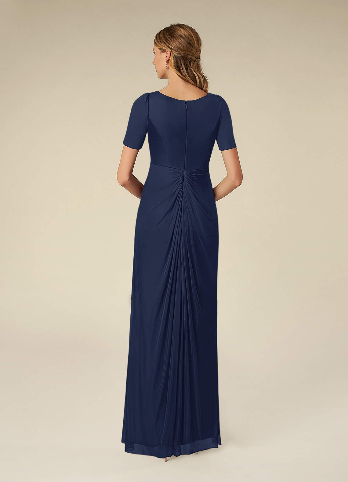 Dark Navy A-Line Pleated Mesh Dress