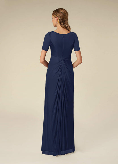 Dark Navy A-Line Pleated Mesh Dress