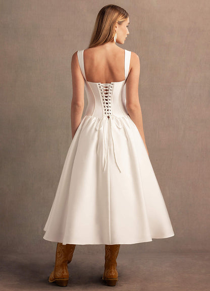 Arwen Cream Dropped Waist Midi Dress  Dress
