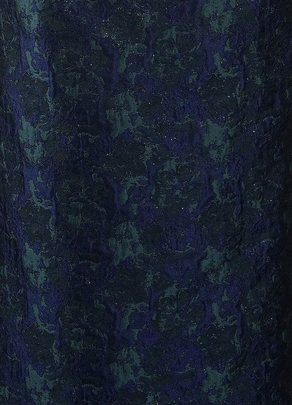 Dark Navy Mermaid Ruched Jacquard Dress