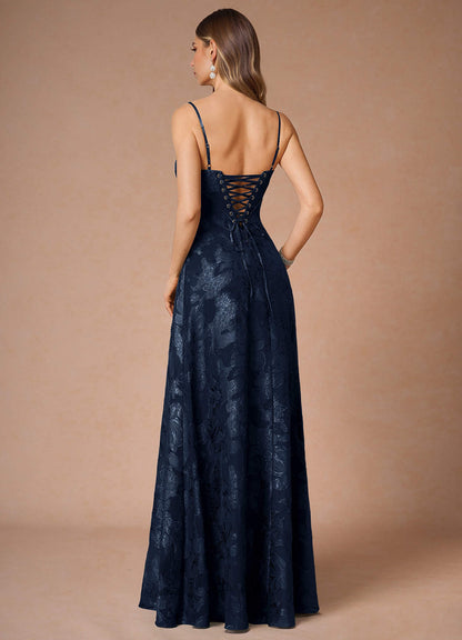 Thalyn Navy Long Prom Dress