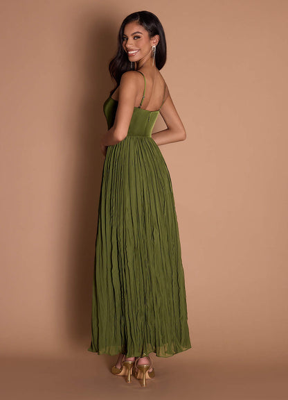 Lorie Olive Ruffle Maxi Dress  Dress