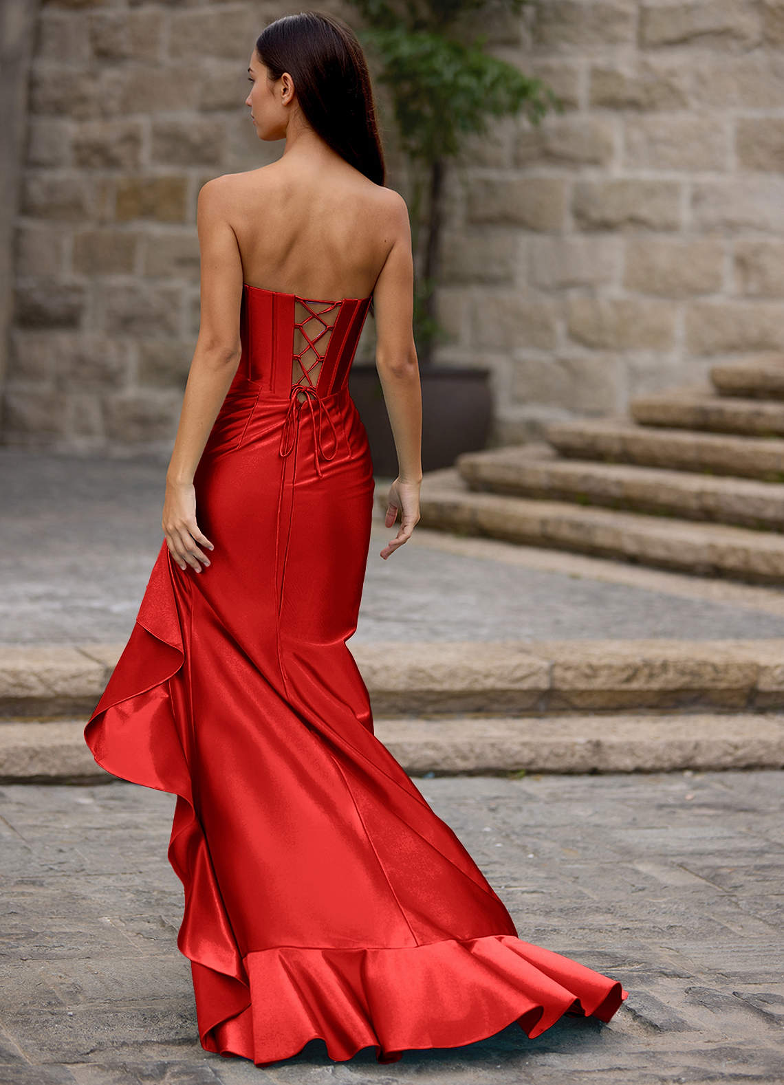 Siren Red Mermaid Prom Dress