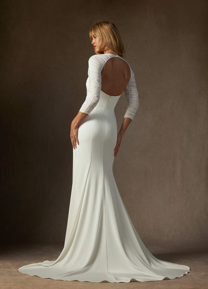 Diamond White Mermaid Strapless Crepe Back Satin Dress