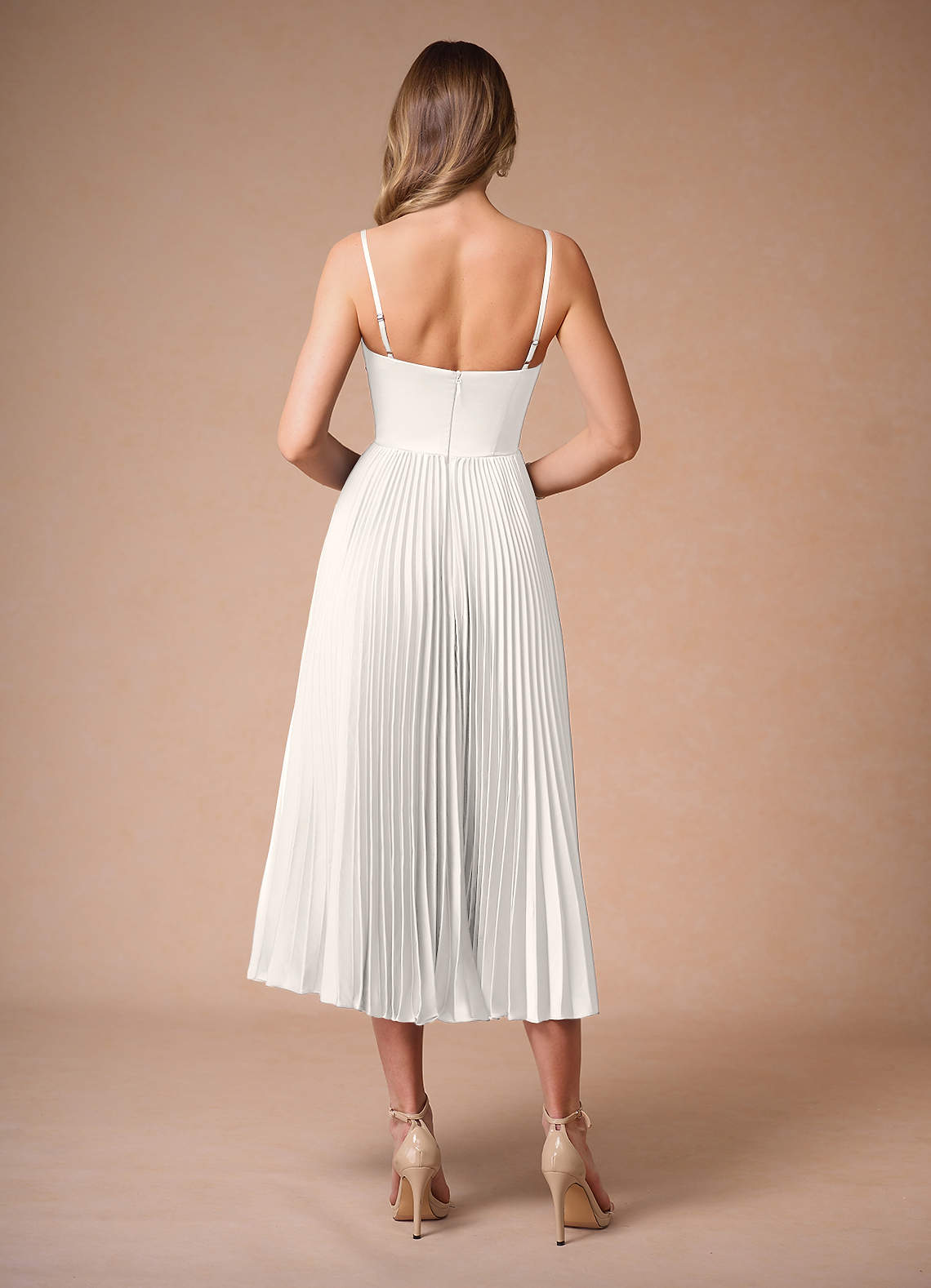 L¨¦na White Pleated Midi Dress  Dress