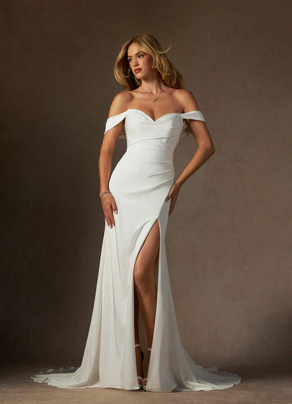 Diamond White Mermaid Strapless Crepe Back Satin Dress