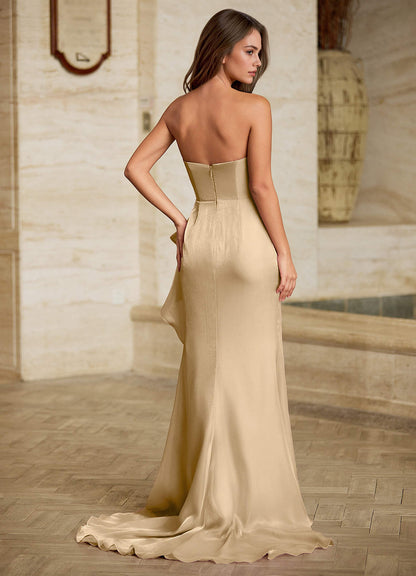 Liorah Champagne Strapless Prom Dress