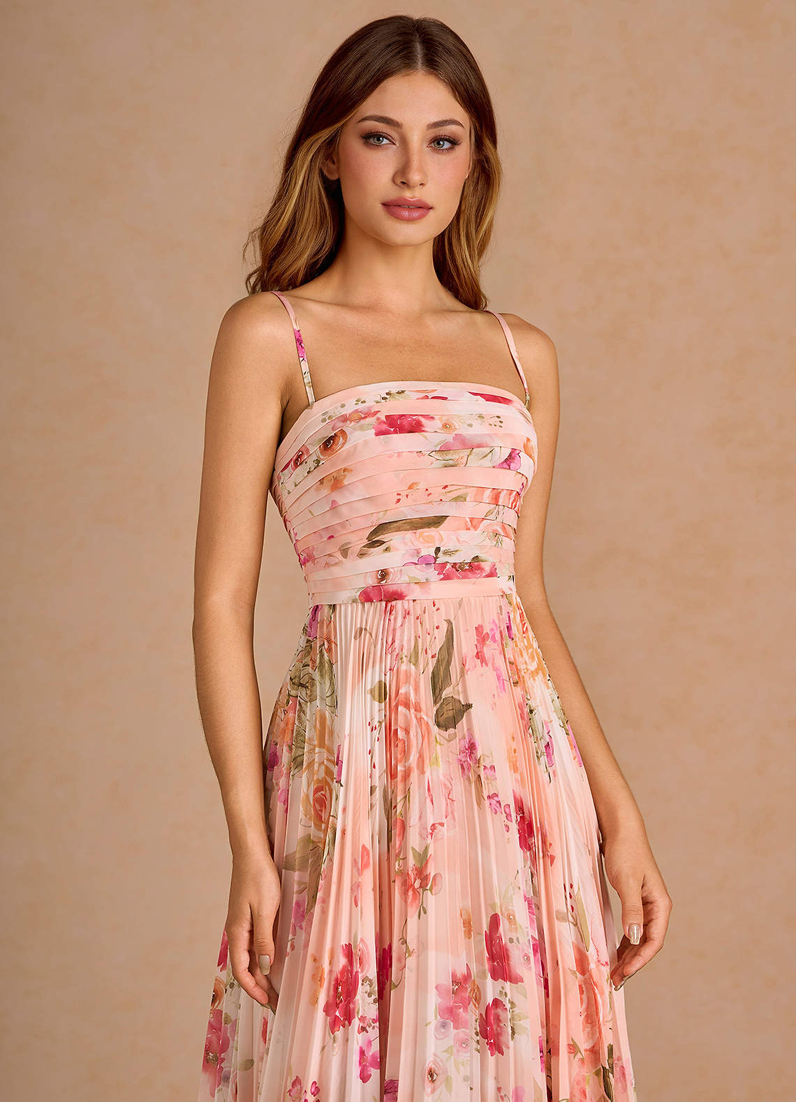 Celestine Abstract Bouquet Floral Midi Dress  Dress